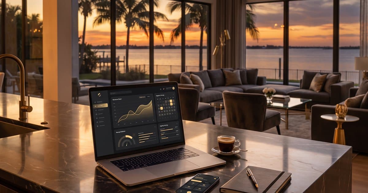 Vacation rental revenue dashboard — Airbnb 15.5% host-only fee repricing strategy, Emperor Rentals Tampa Bay